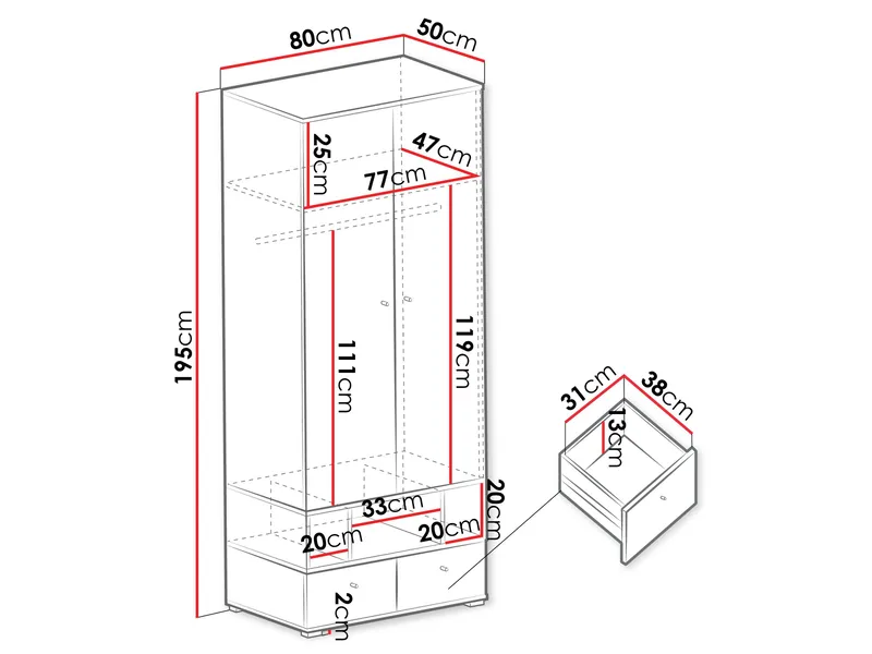 Edson Garderob 80 cm - Förvaring - Klädförvaring - Garderob & garderobssystem