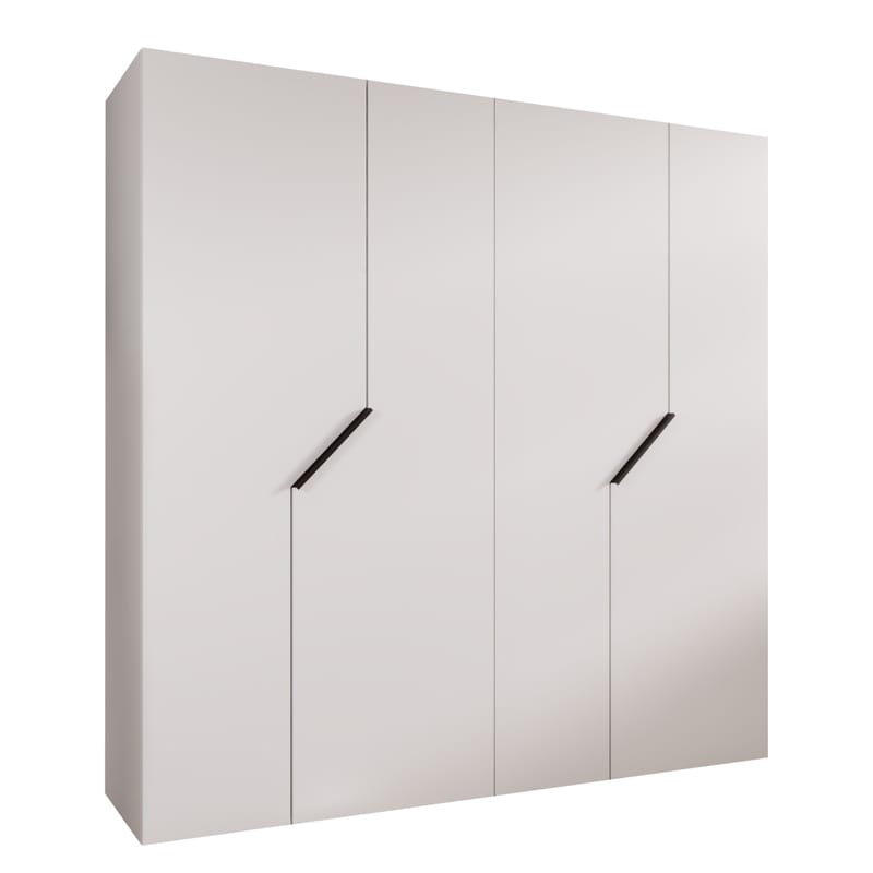 Eikra Garderob 200 cm, Vit med svarta handtag