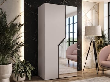 Eikra Garderob med spegel 100 cm - Cashmere med svarta accenter och spegeldörr - Förvaring - Klädförvaring - Garderob & garderobssystem