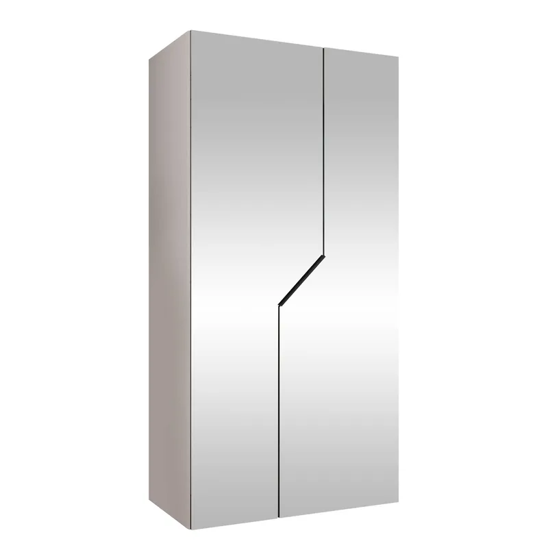 Eikra Garderob med spegel 100 cm, Vit / svart / spegel