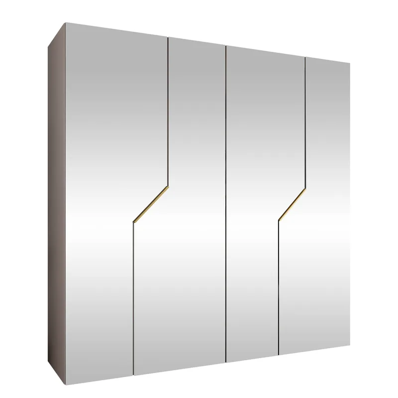 Eikra Garderob med spegel 200 cm, Cashmere / guld