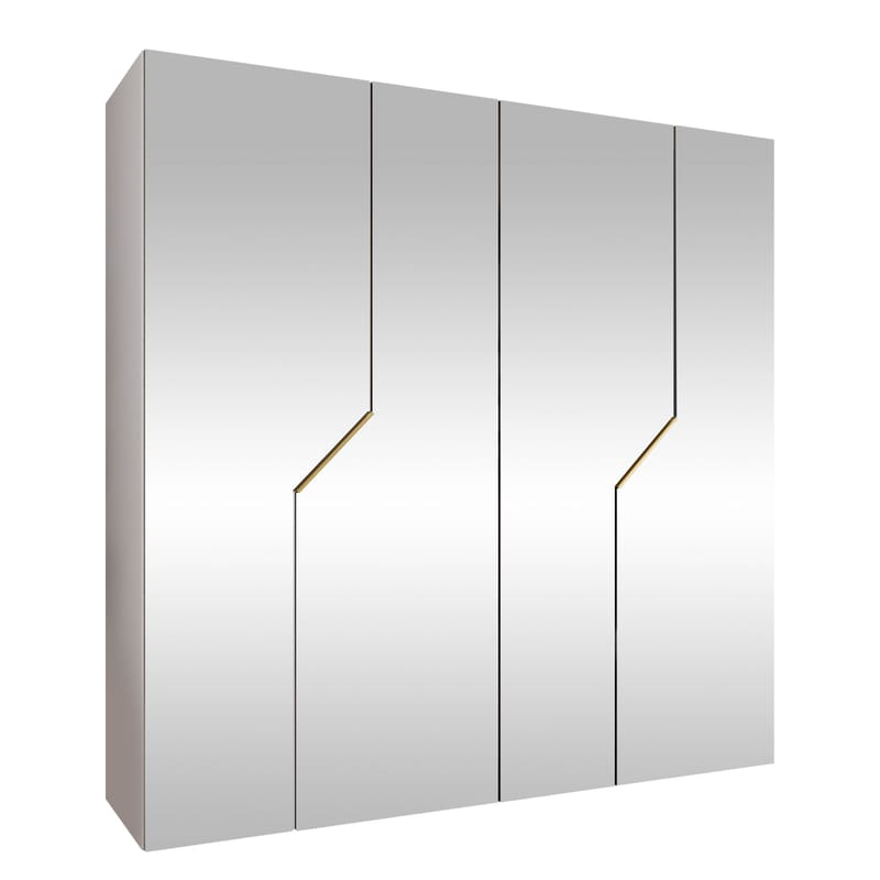 Eikra Garderob med spegel 200 cm, Guld/vit