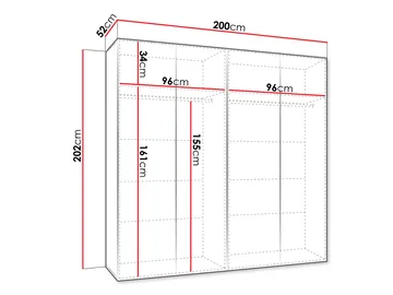 Eikra Garderob med spegel 200 cm - Svart, vit - Förvaring - Klädförvaring - Garderob & garderobssystem - Klädskåp & fristående garderob