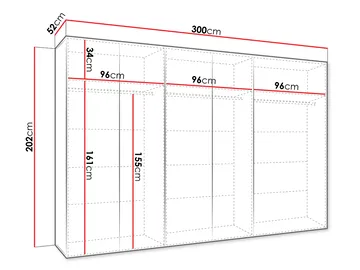Eikra Garderob med spegel 300 cm - Cashmere - Förvaring - Klädförvaring - Garderob & garderobssystem - Klädskåp & fristående garderob
