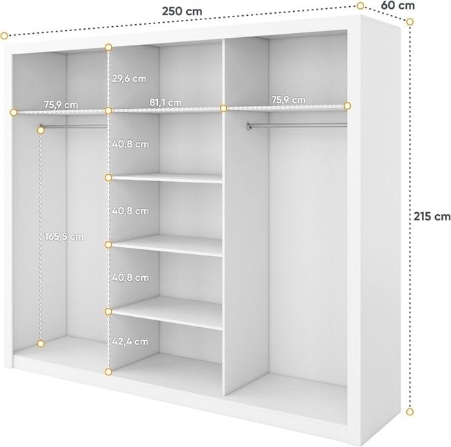 Einar grå garderob 250x215 cm - Grå - Förvaring - Klädförvaring - Garderob & garderobssystem