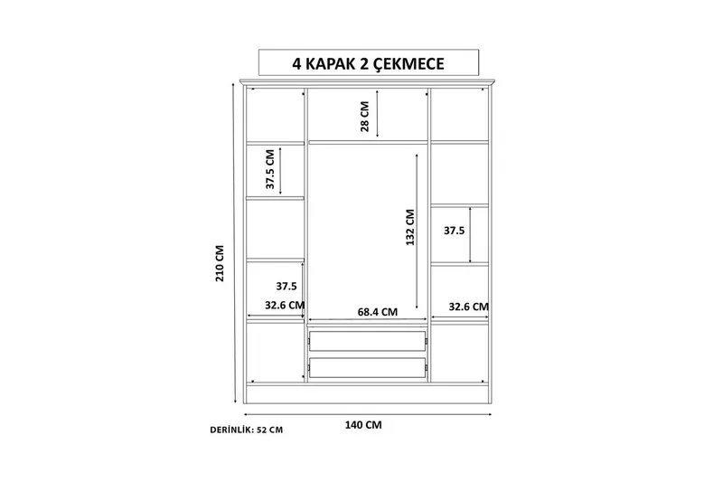 Elaro Garderobsskåp 140x210 cm - Förvaring - Klädförvaring - Garderob & garderobssystem - Klädskåp & fristående garderob