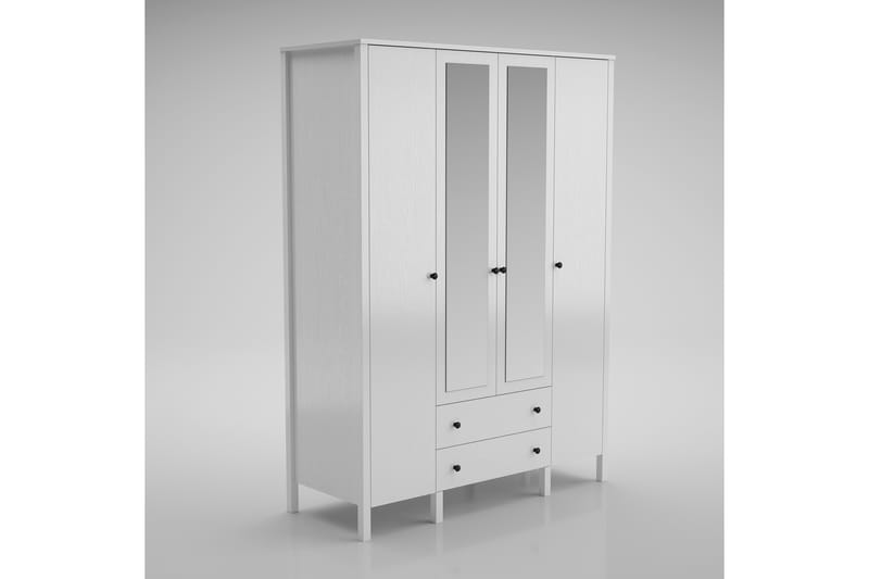 Elspet Garderob med Spegel 140x195 cm - Brun/Vit - Förvaring - Klädförvaring - Garderob & garderobssystem