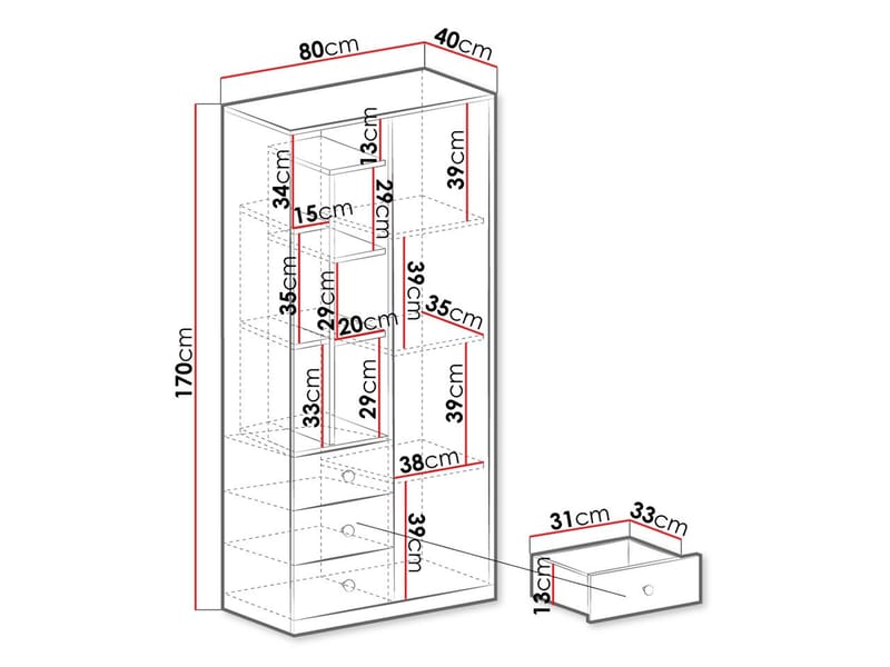 Elvaren Garderob 80 cm med öppna hyllor - Förvaring - Klädförvaring - Garderob & garderobssystem