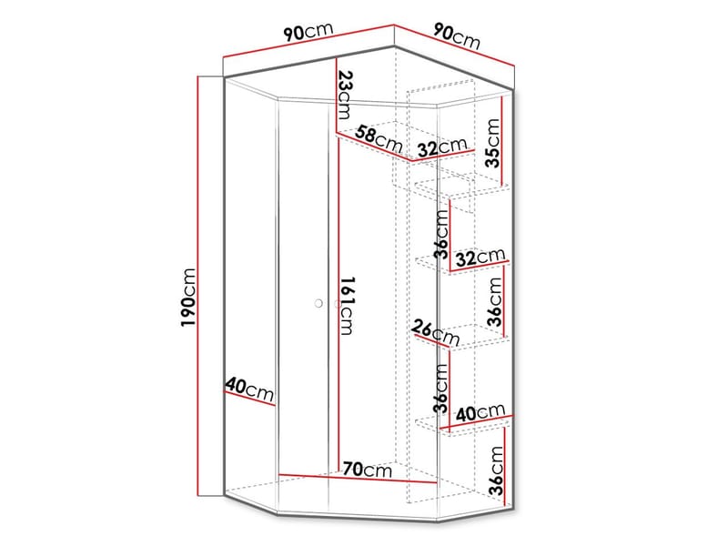 Elvaren Garderob 90 cm - Förvaring - Klädförvaring - Garderob & garderobssystem - Hörngarderob