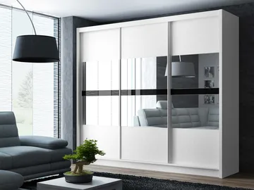 Elvin Garderob med spegel 250x215 cm - vit - Förvaring - Klädförvaring - Garderob & garderobssystem - Klädskåp & fristående garderob