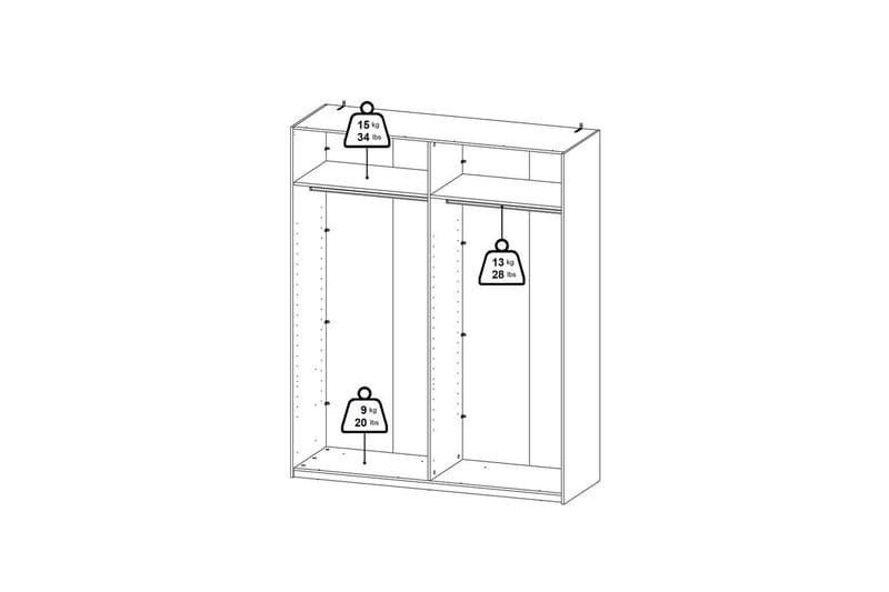 Elvos Garderob 179x220 cm - Grå - Förvaring - Klädförvaring - Garderob & garderobssystem