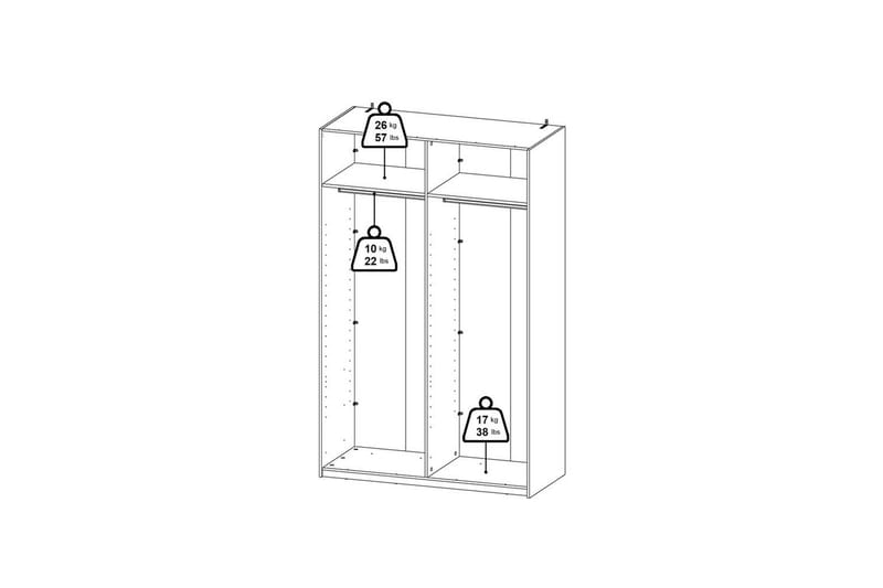 Elvos Garderob med Spegel 139x220 cm - Svart - Förvaring - Klädförvaring - Garderob & garderobssystem