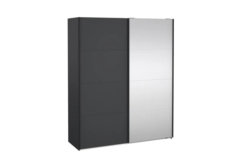 Elvos Garderob med Spegel 179x220 cm - Svart - Förvaring - Klädförvaring - Garderob & garderobssystem