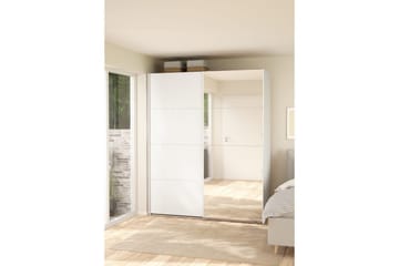 Elvos Garderob med Spegel 179x220 cm - Vit - Förvaring - Klädförvaring - Garderob & garderobssystem