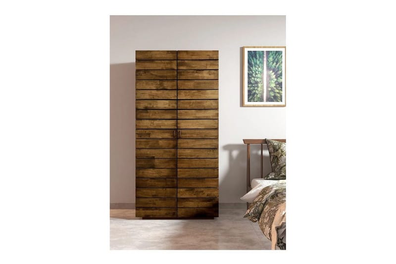 Elvric Garderob 90x187 cm - Brun - Förvaring - Klädförvaring - Garderob & garderobssystem