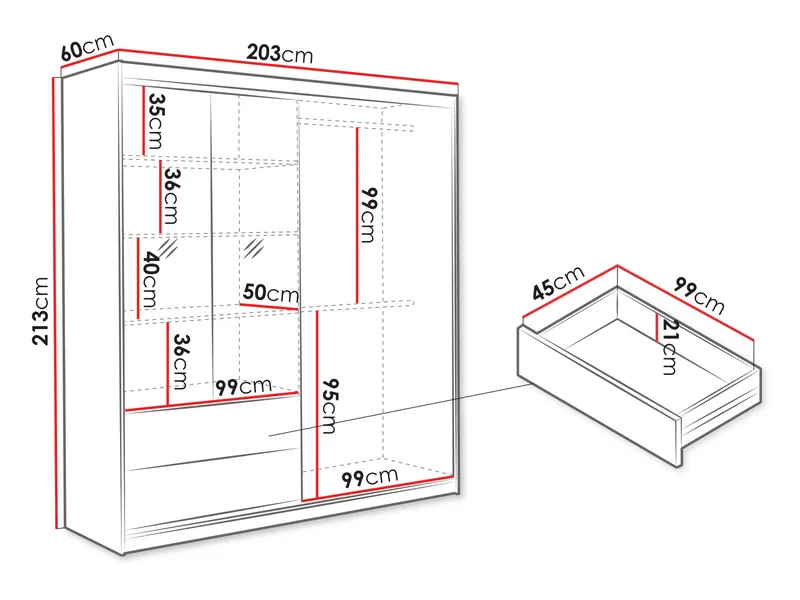 Elvyn Garderob med Spegel 203x213 cm - Brun - Förvaring - Klädförvaring - Garderob & garderobssystem