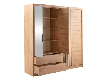 Elvyn Garderob med Spegel 203x213 cm - Brun - Förvaring - Klädförvaring - Garderob & garderobssystem