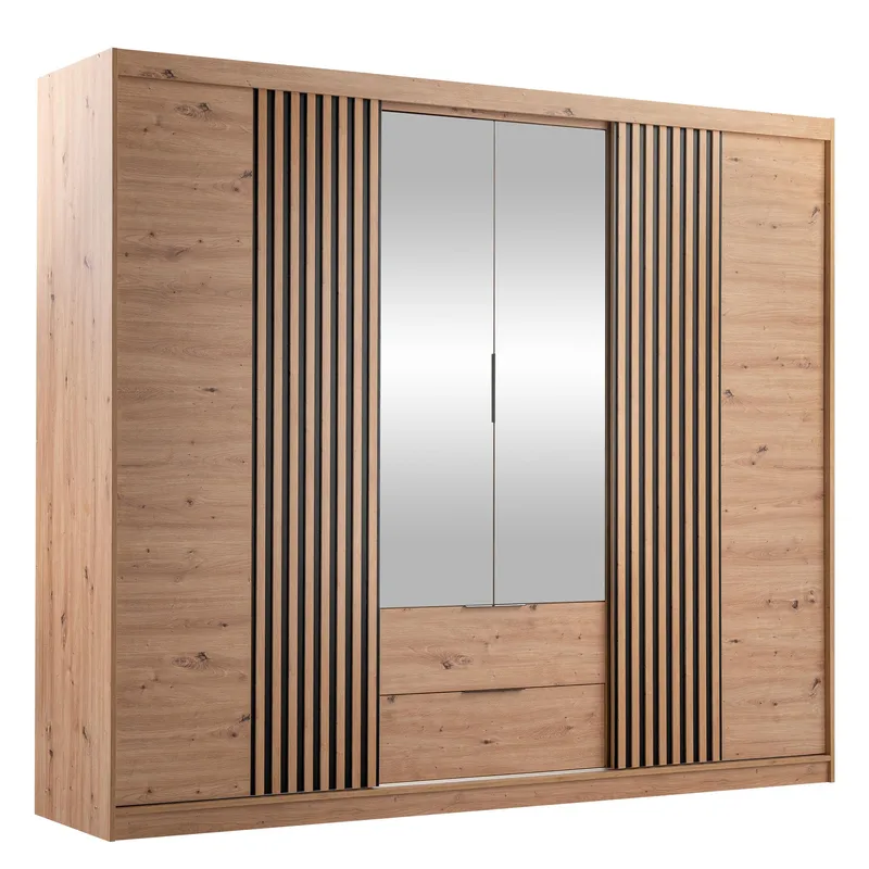 Elvyn Garderob med Spegel 250x213 cm, Brun