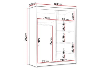 Emet Garderob 150x200 cm - Vit - Förvaring - Klädförvaring - Garderob & garderobssystem
