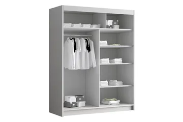 Emet Garderob med Spegel 150x200 cm - Vit - Förvaring - Klädförvaring - Garderob & garderobssystem