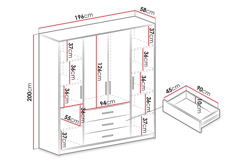 Escaldes Garderob 196 cm - Grön - Förvaring - Klädförvaring - Garderob & garderobssystem
