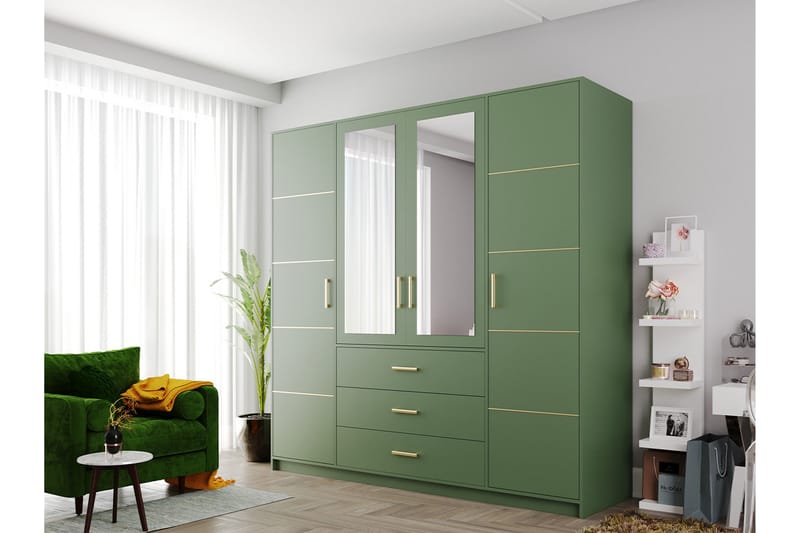 Escaldes Garderob 196 cm - Grön - Förvaring - Klädförvaring - Garderob & garderobssystem