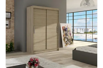 Estella Garderob 120 cm Skjutdörrar - Beige/Trä/Natur - Förvaring - Klädförvaring - Garderob & garderobssystem