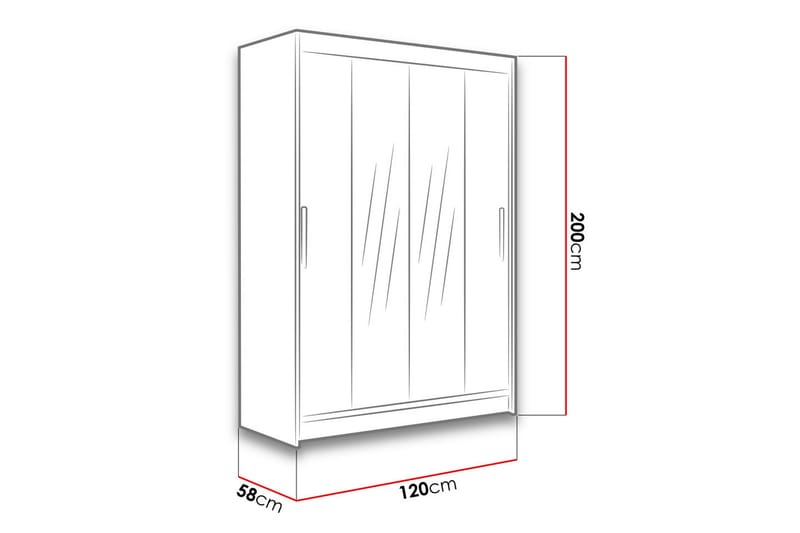 Estella Garderob 120 cm Skjutdörrar Smal Spegel - Ek/Tryffel/Spegel - Garderob & garderobssystem - Klädskåp & fristående garderob