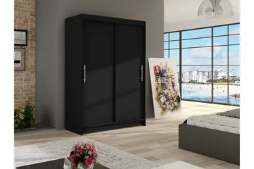 Estella Garderob 120 cm Skjutdörrar - Svart - Förvaring - Klädförvaring - Garderob & garderobssystem