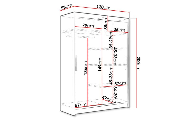 Estella Garderob 120 cm Skjutdörrar - Svart - Garderob & garderobssystem - Klädskåp & fristående garderob