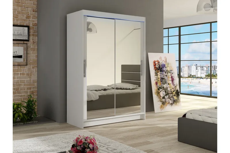 Estella Garderob med Spegel 120x200 cm - Vit - Förvaring - Klädförvaring - Garderob & garderobssystem