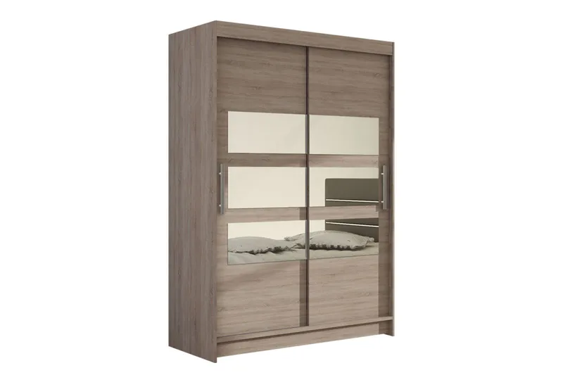 Estella Garderob Skjutdörrar Delad Spegel - Ljus Ek - Förvaring - Klädförvaring - Garderob & garderobssystem