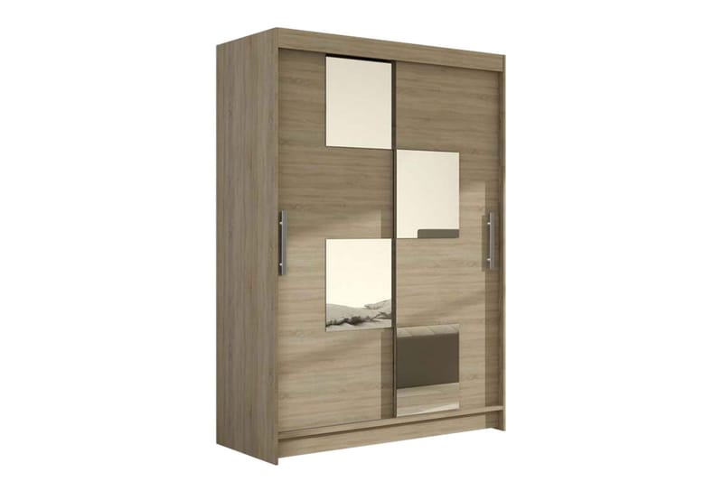 Estella Garderob Skjutdörrar Fyrkantig Spegel - Ek - Förvaring - Klädförvaring - Garderob & garderobssystem