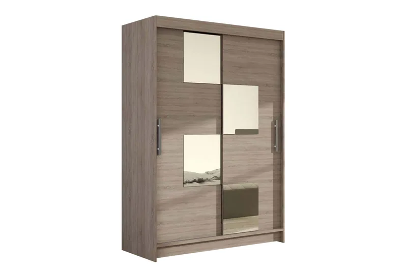 Estella Garderob Skjutdörrar Fyrkantig Spegel - Ljus Ek - Förvaring - Klädförvaring - Garderob & garderobssystem