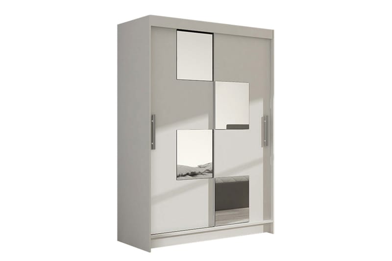 Estella Garderob Skjutdörrar Fyrkantig Spegel - Vit - Förvaring - Klädförvaring - Garderob & garderobssystem