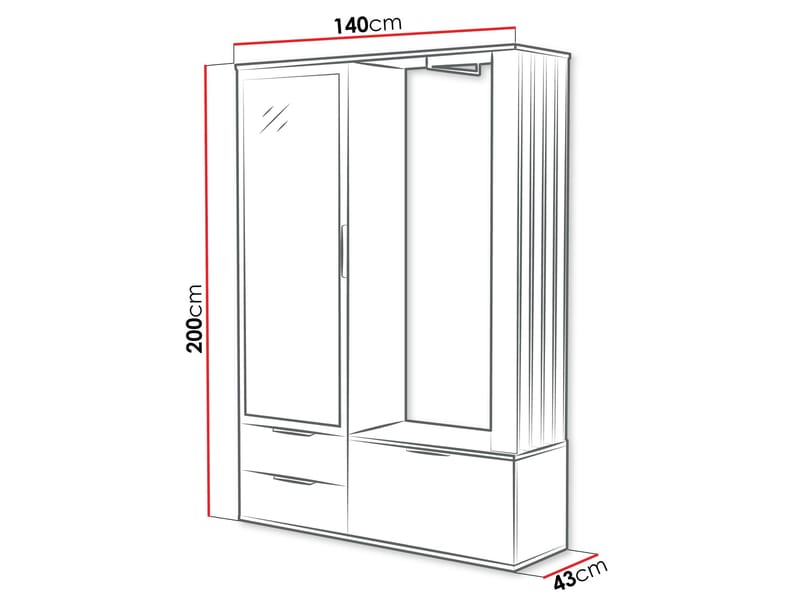 Faro Hallmöbel 140 cm - beige - Möbler - Hallmöbler - Möbelset för hall & entre