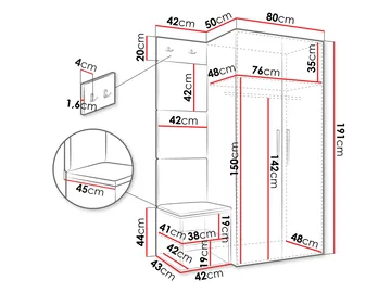 Farosa Hallmöbelset 122x191 cm - Valnöt + Manila 35 - Förvaring - Klädförvaring - Garderob & garderobssystem - Hörngarderob