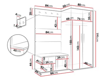 Farosa Hallmöbelset 164x191 cm - Valnöt + Manila 02 - Förvaring - Klädförvaring - Garderob & garderobssystem - Hörngarderob