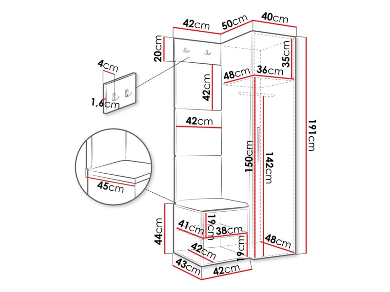 Farosa Hallmöbelset 82x191 cm - Valnöt + Manila 11 - Förvaring - Klädförvaring - Garderob & garderobssystem - Klädskåp & fristående garderob