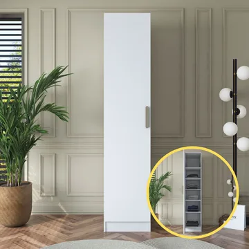 Fenvik Garderob 45x210x57,5 cm - Vit - Förvaring - Klädförvaring - Garderob & garderobssystem - Klädskåp & fristående garderob