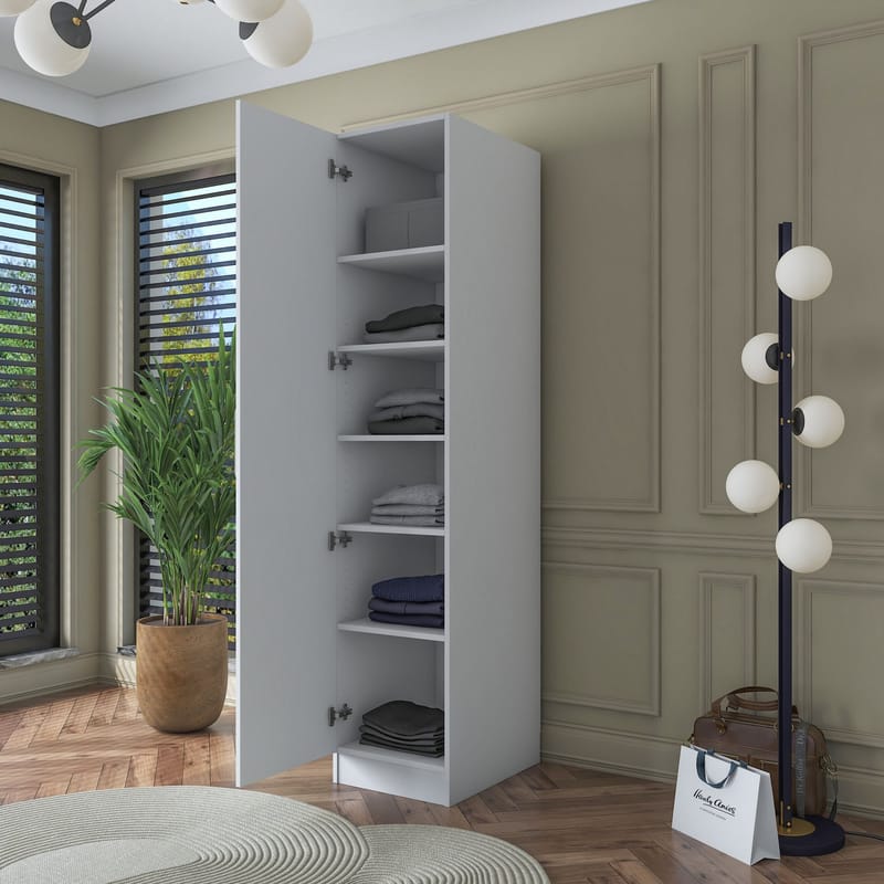 Fenvik Garderob 45x210x57,5 cm - Vit - Förvaring - Klädförvaring - Garderob & garderobssystem - Klädskåp & fristående garderob