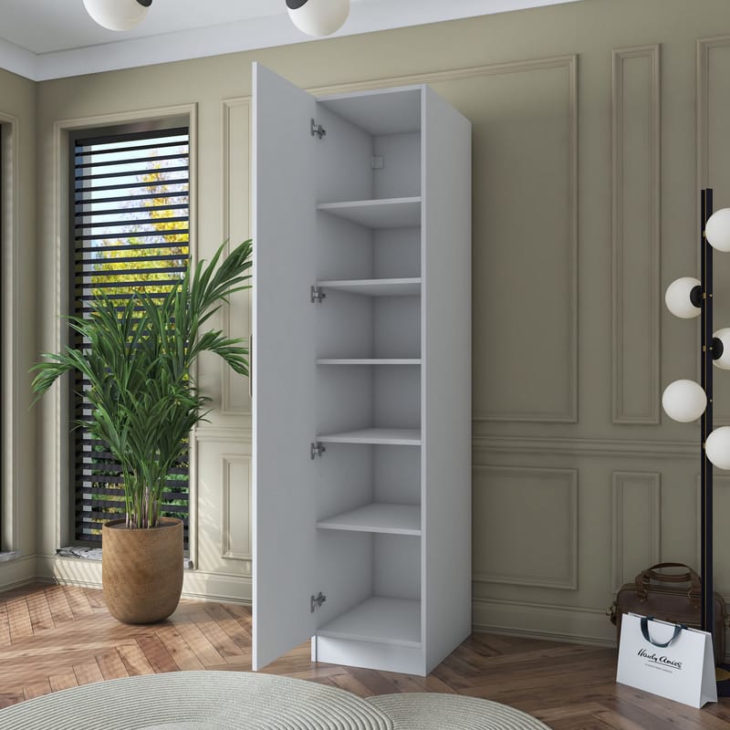 Fenvik Garderob 45x210x57,5 cm - Vit - Förvaring - Klädförvaring - Garderob & garderobssystem - Klädskåp & fristående garderob