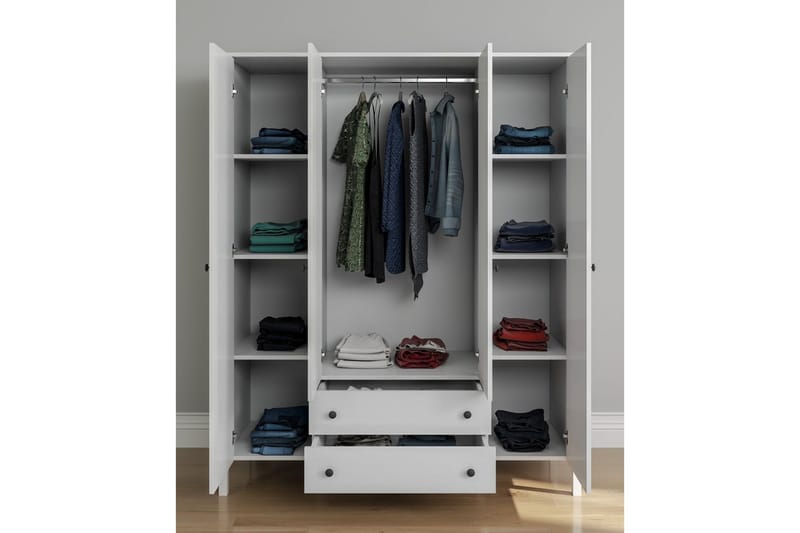 Ferra Garderobsskåp 160x194,8 cm - Natur/Vit - Förvaring - Klädförvaring - Garderob & garderobssystem - Klädskåp & fristående garderob