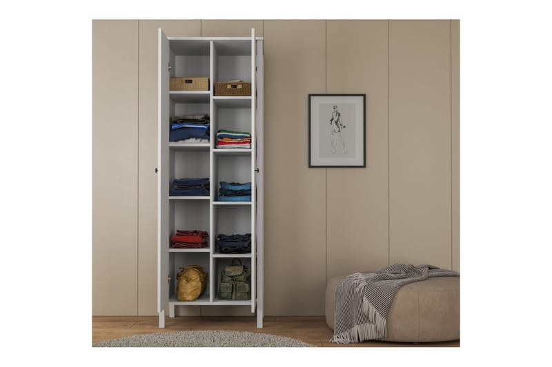 Ferra Garderobsskåp 70x194,8 cm - Natur/Vit - Förvaring - Klädförvaring - Garderob & garderobssystem - Klädskåp & fristående garderob