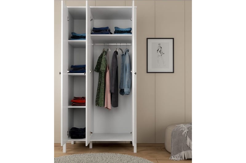 Ferra Garderobsskåp 98x194,8 cm - Natur/Vit - Förvaring - Klädförvaring - Garderob & garderobssystem - Klädskåp & fristående garderob