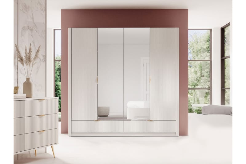 Forba Garderob med Spegel 213x209 cm - Vit - Förvaring - Klädförvaring - Garderob & garderobssystem