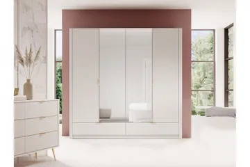 Forba Garderob med Spegel 213x209 cm - Vit - Förvaring - Klädförvaring - Garderob & garderobssystem