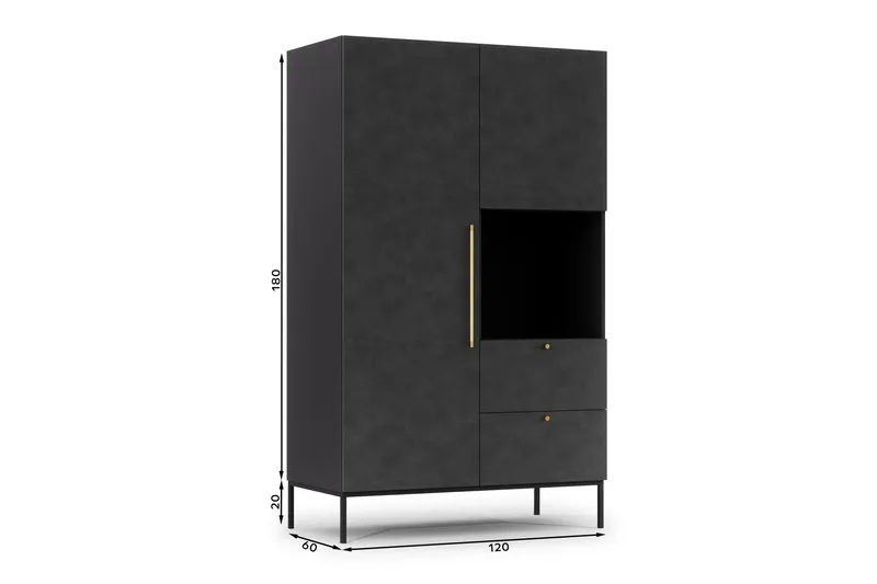 Anjal Garderobsskåp 120 cm - Svart - Förvaring - Klädförvaring - Garderob & garderobssystem - Klädskåp & fristående garderob