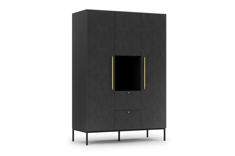 Anjal Garderobsskåp 135 cm, Svart