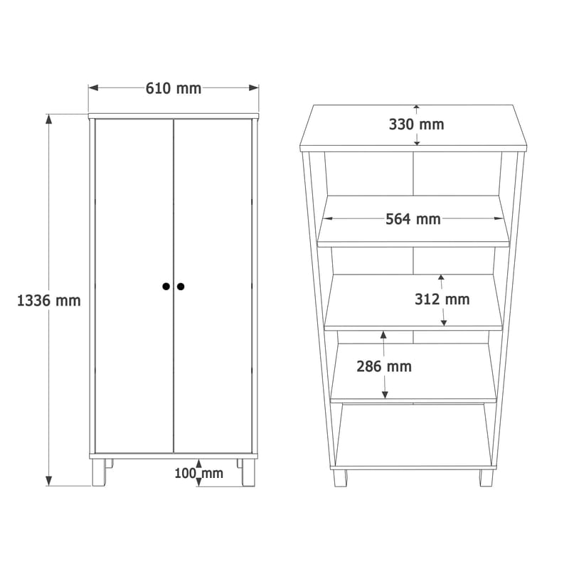 Avero Multifunktionsskåp 61x133,6x33 cm - Vit och ek - Förvaring - Klädförvaring - Garderob & garderobssystem - Klädskåp & fristående garderob